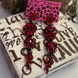 Betsey Johnson Vibrant Red Crystal Earrings